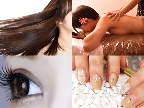 ヘアカラーをしながら、ネイルやエステで至福のひと時を